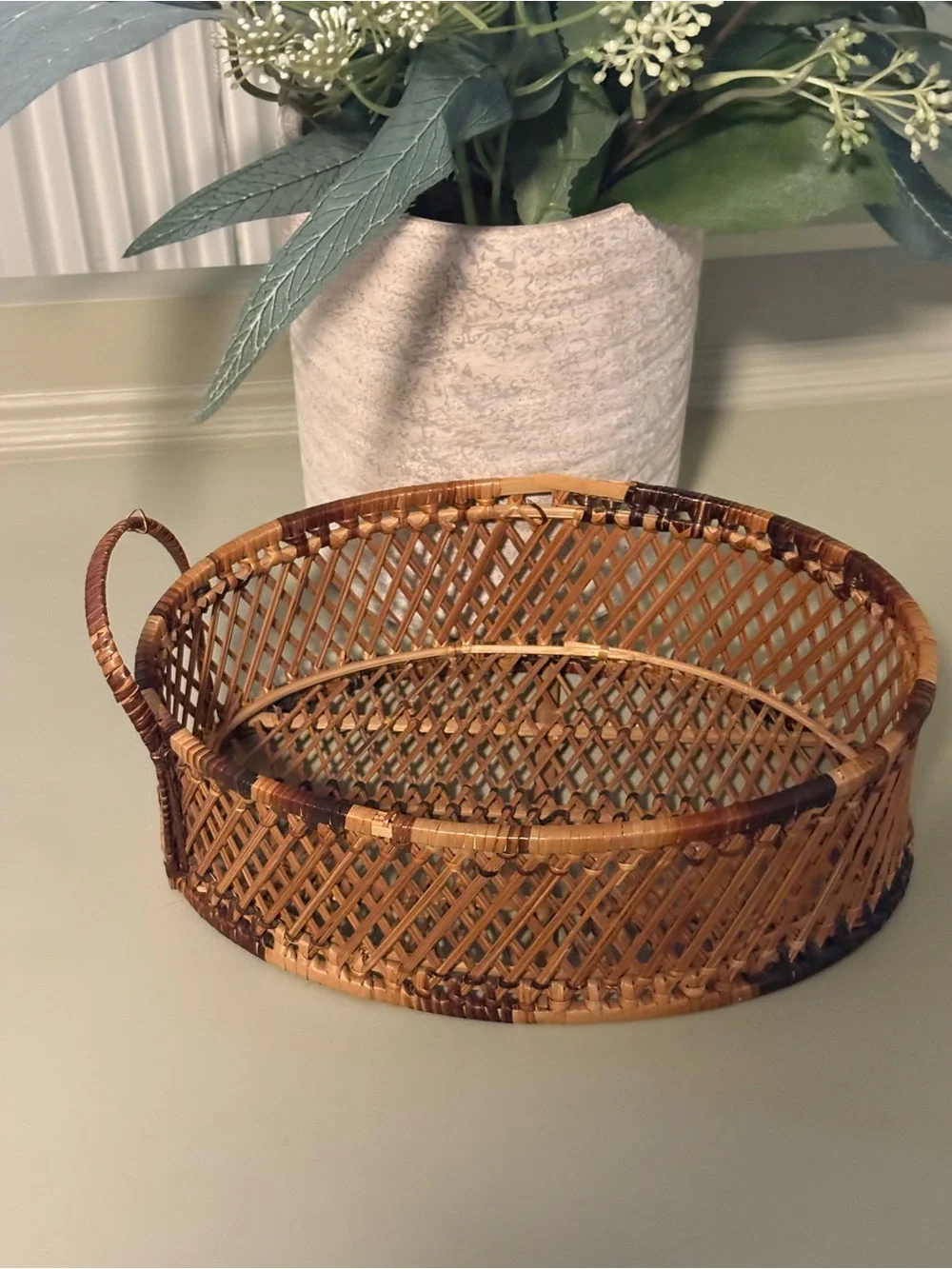 Woven Rattan Accent Tray in Natural Brown - Home Accents